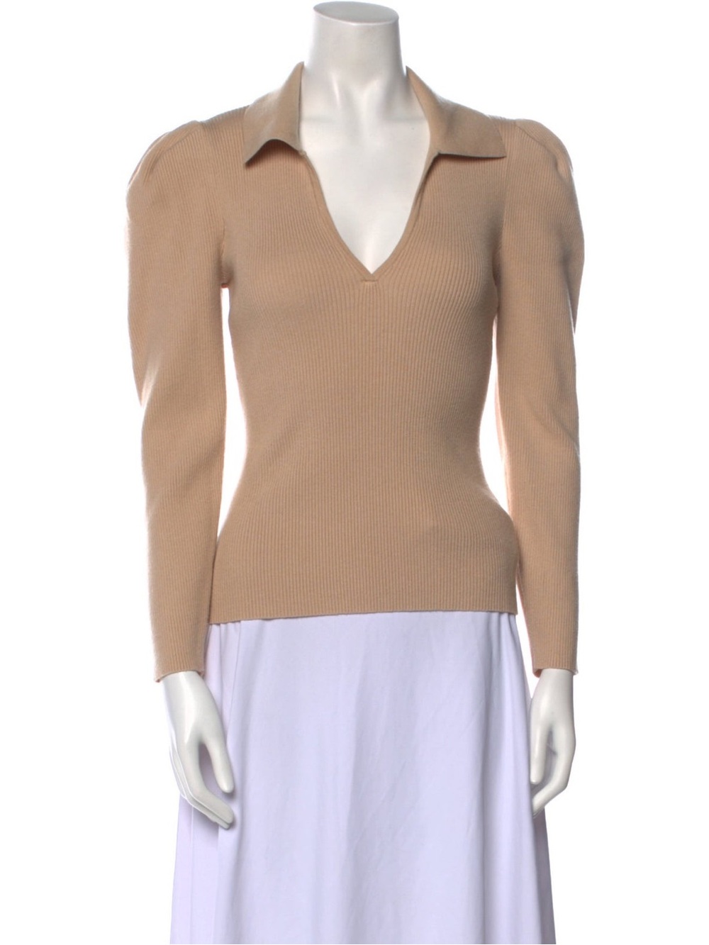 Jonathan Simkhai The Kit Eco-Knit Collar Puff Sleeve Beige